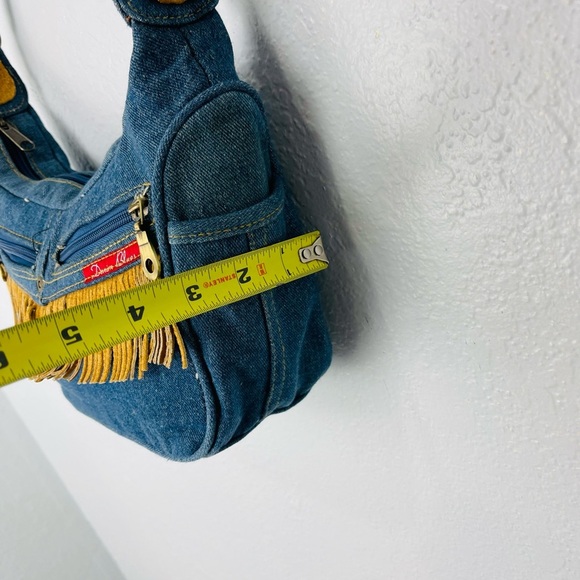 Y2K Denim Blue Jean Fringe Boho Shoulder bag - Picture 5 of 12